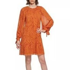 Calvin Klein Vibrant Orange Paisley Dress
